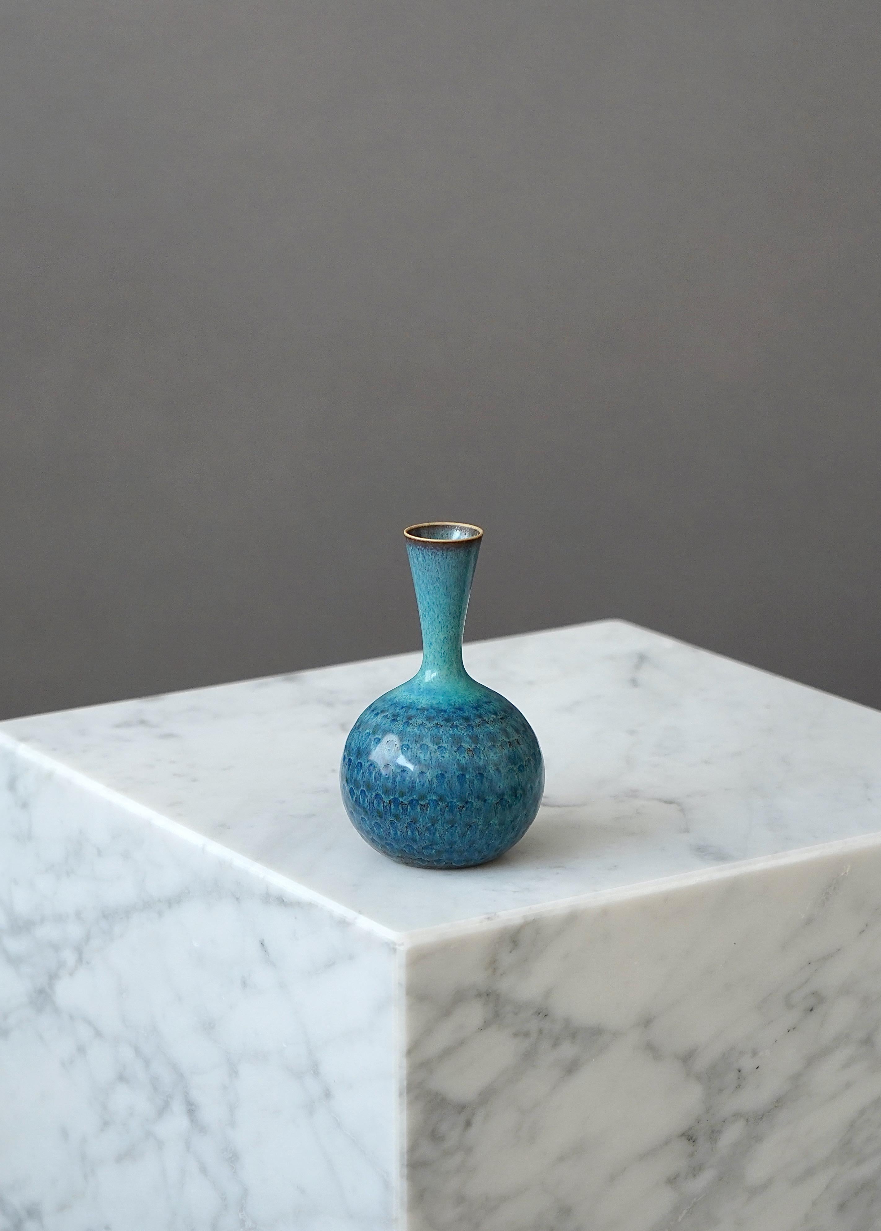 Scandinavian Modern Stoneware Vase by Stig Lindberg for Gustavsberg Studio, Sweden, 1963 For Sale