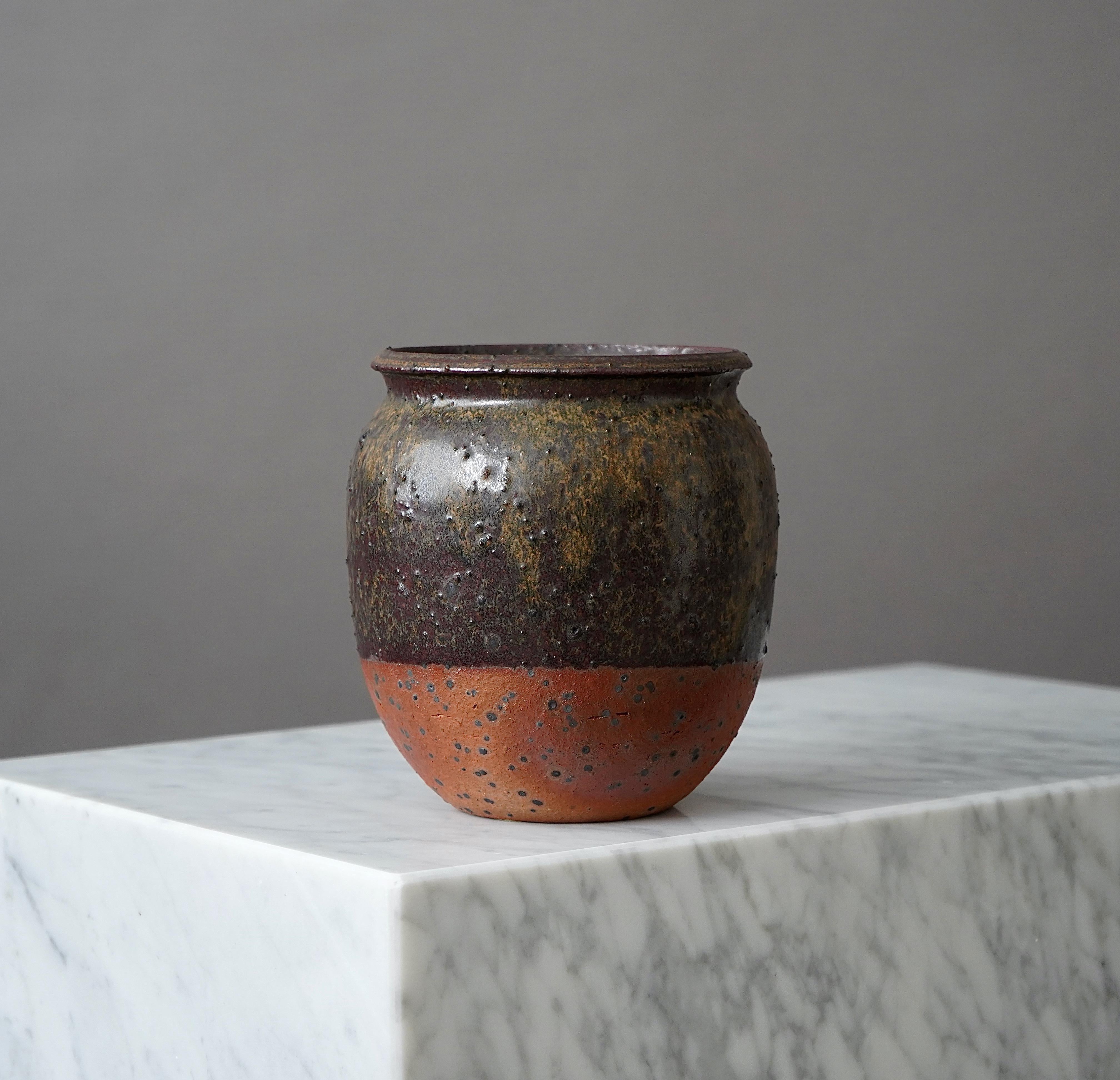 Scandinavian Modern Stoneware Vase by Swedish Ceramist Rolf Palm, 1974 For Sale