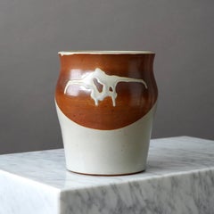 Stoneware Vase by Swedish Ceramist Rolf Palm, 1985
