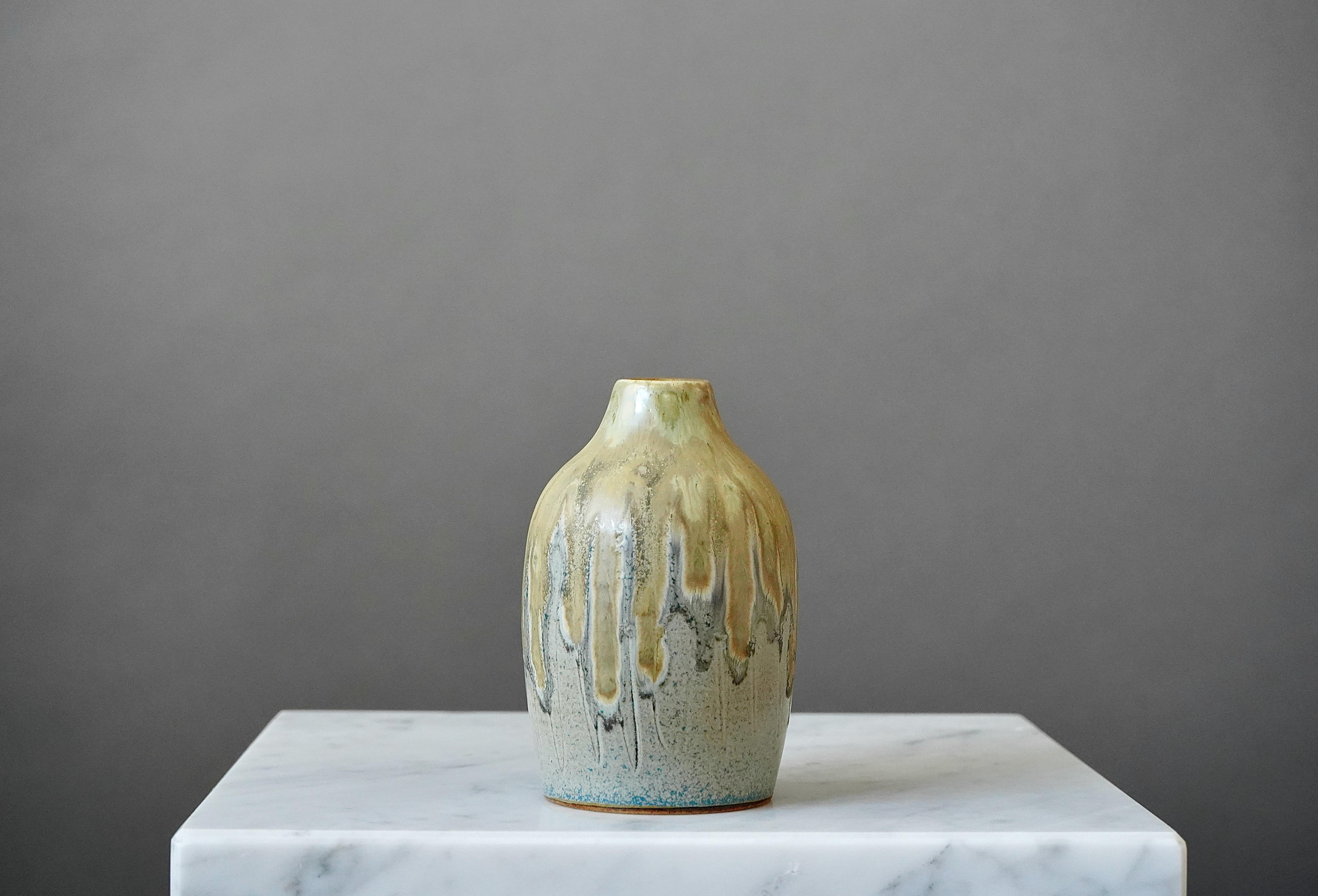 Ceramic Stoneware Vase by Yngve Blixt, Höganäs, Sweden, 1957 For Sale