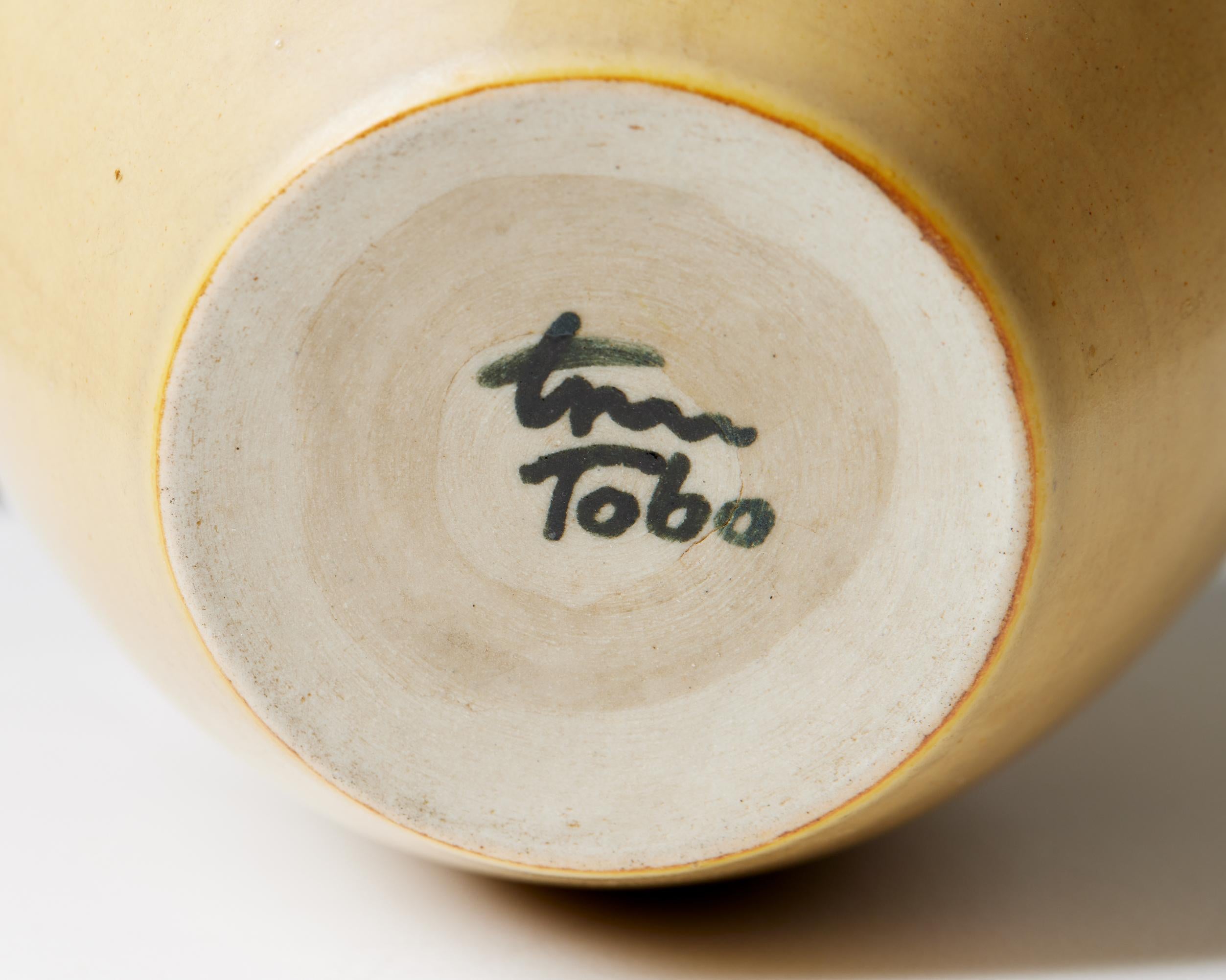 Mid-20th Century Stoneware Vase designed by Erich and Ingrid Triller for Tobo, Sweden, 1950s For Sale