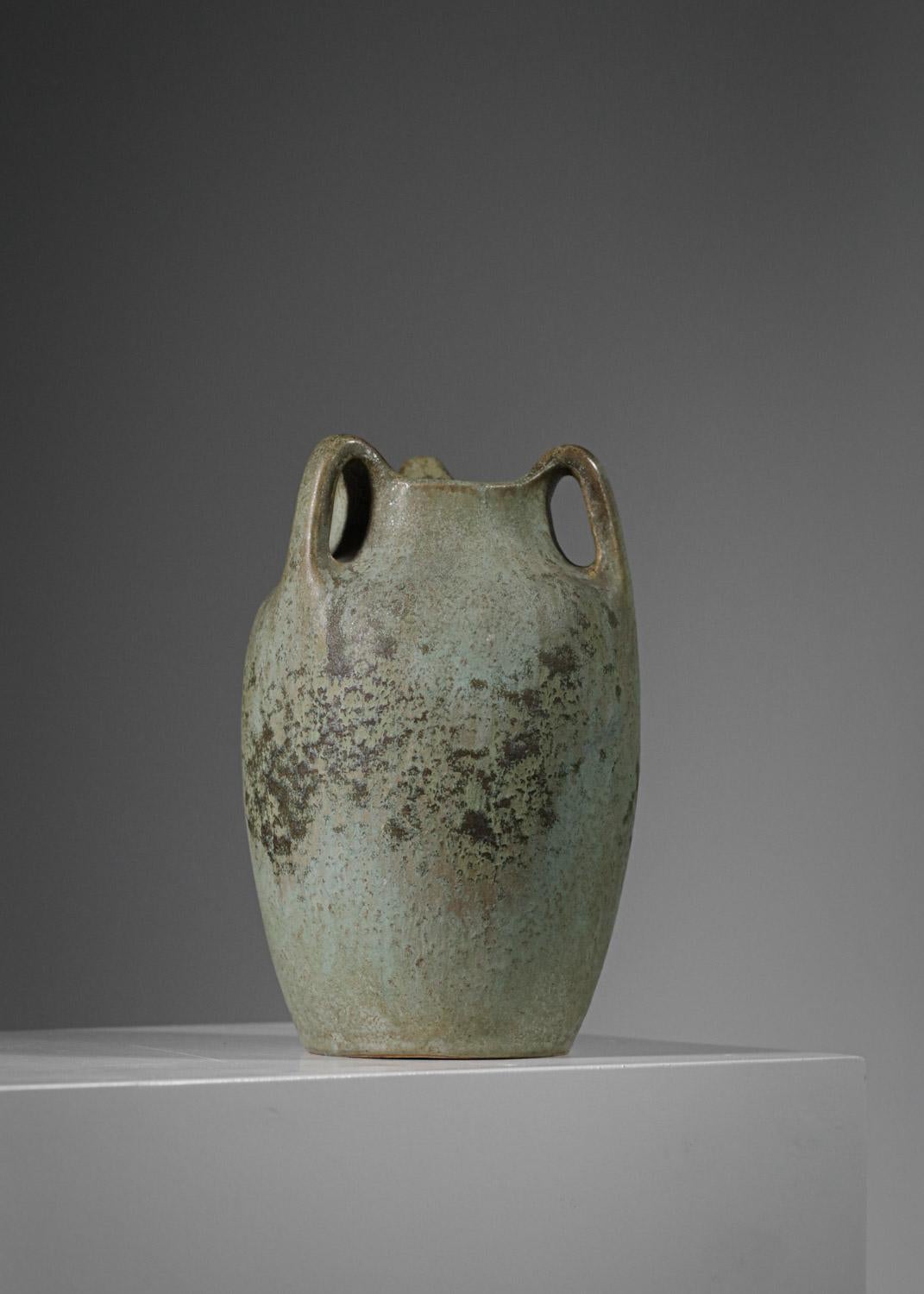 French Stoneware Vase Emile Mousseux Marlotte Art Nouveau 30/40, G594 For Sale