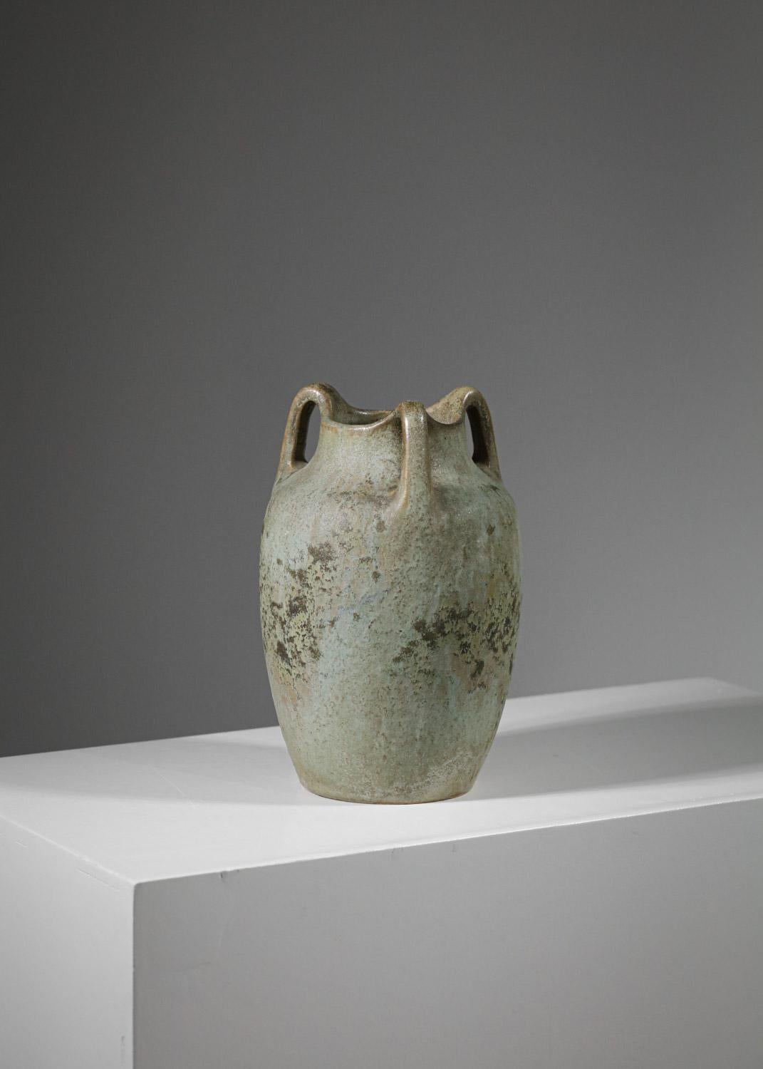 Pottery Stoneware Vase Emile Mousseux Marlotte Art Nouveau 30/40, G594 For Sale