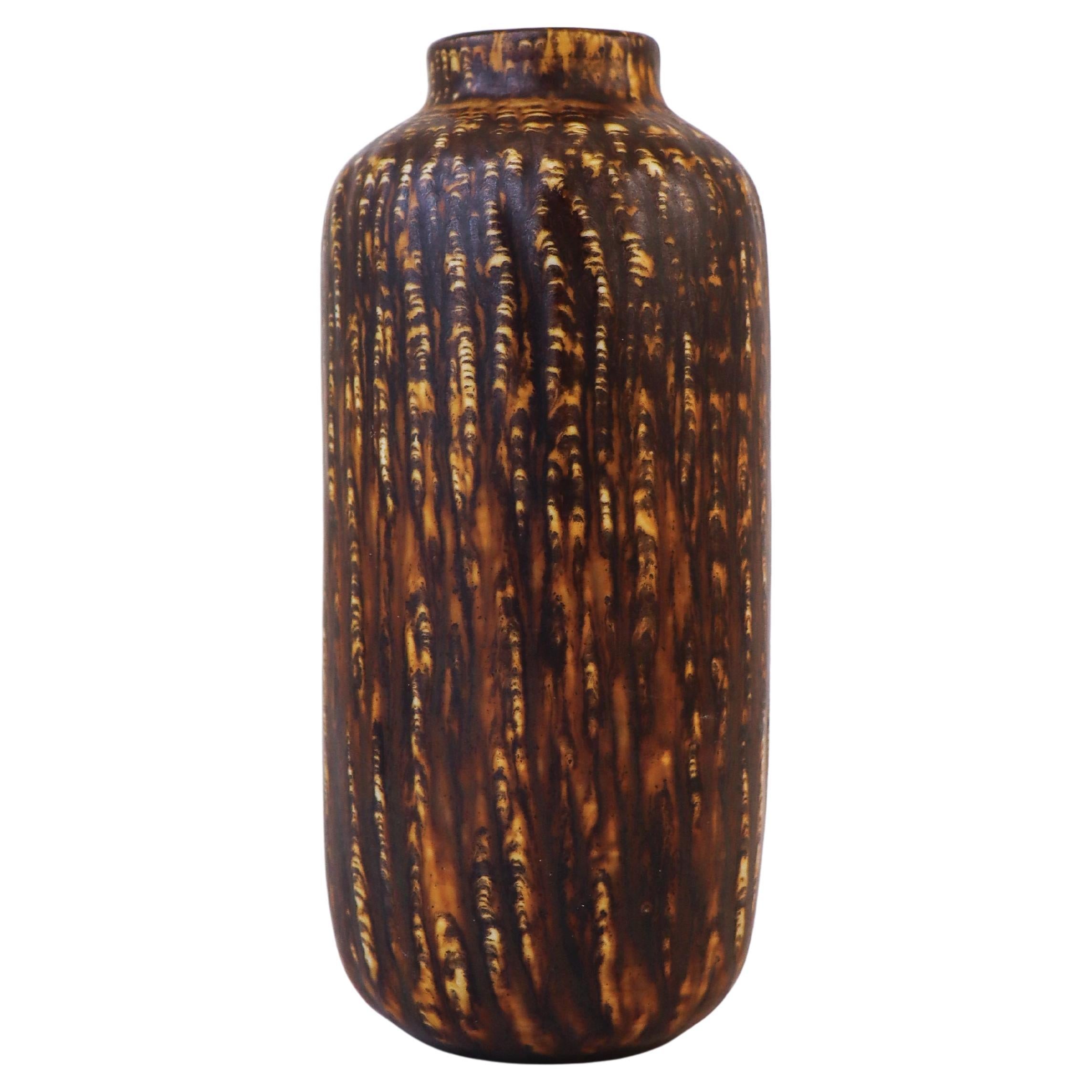 Stoneware Vase, Gunnar Nylund, Rörstrand, Brown Rubus, Mid-Century Modern