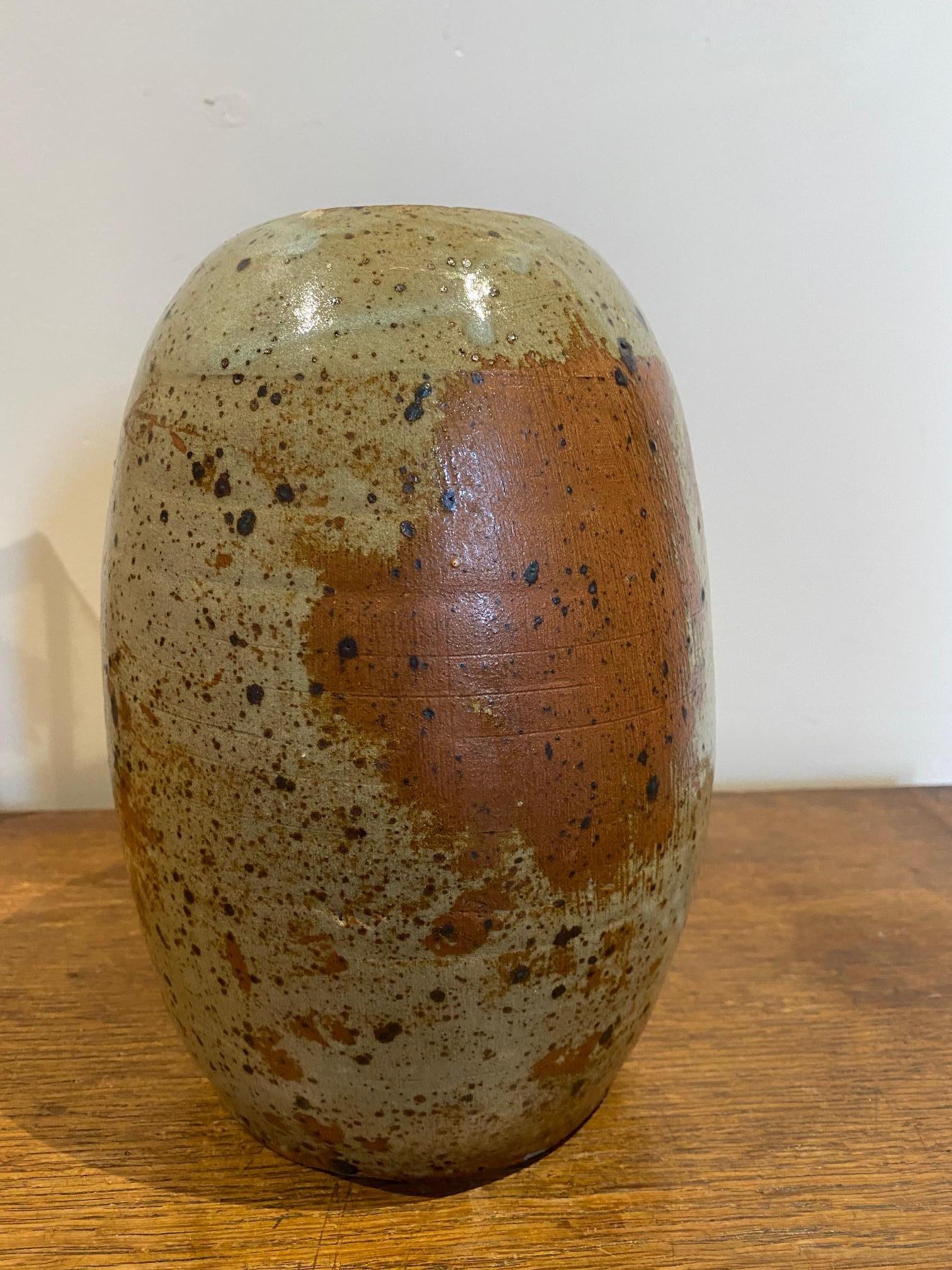 French Stoneware Vase Signed Ginette Solorzano For Sale