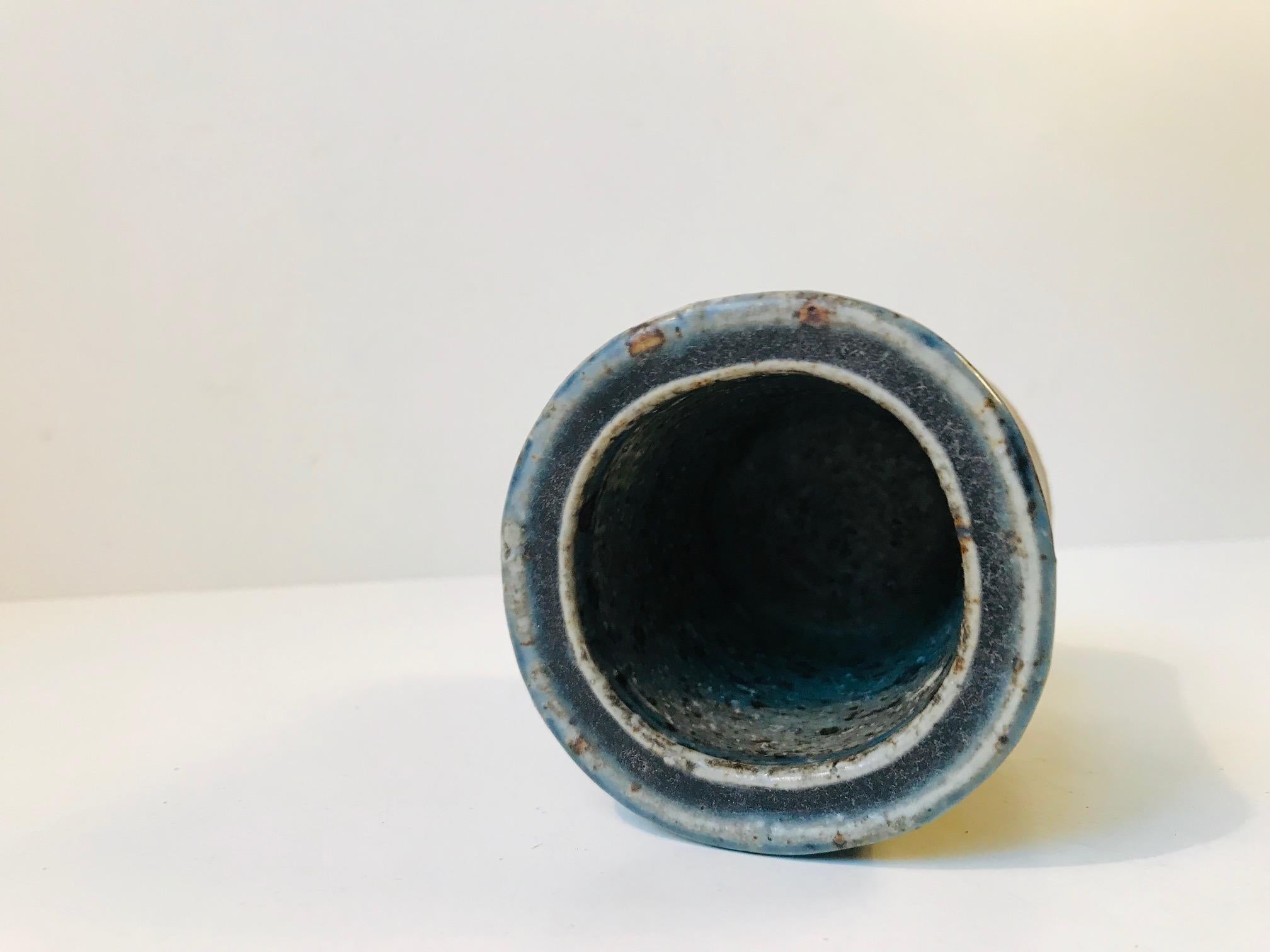 Mid-Century Modern Stoneware Vase with Blue Glaze by Marianne Westman for Rörstrand, 1960s For Sale