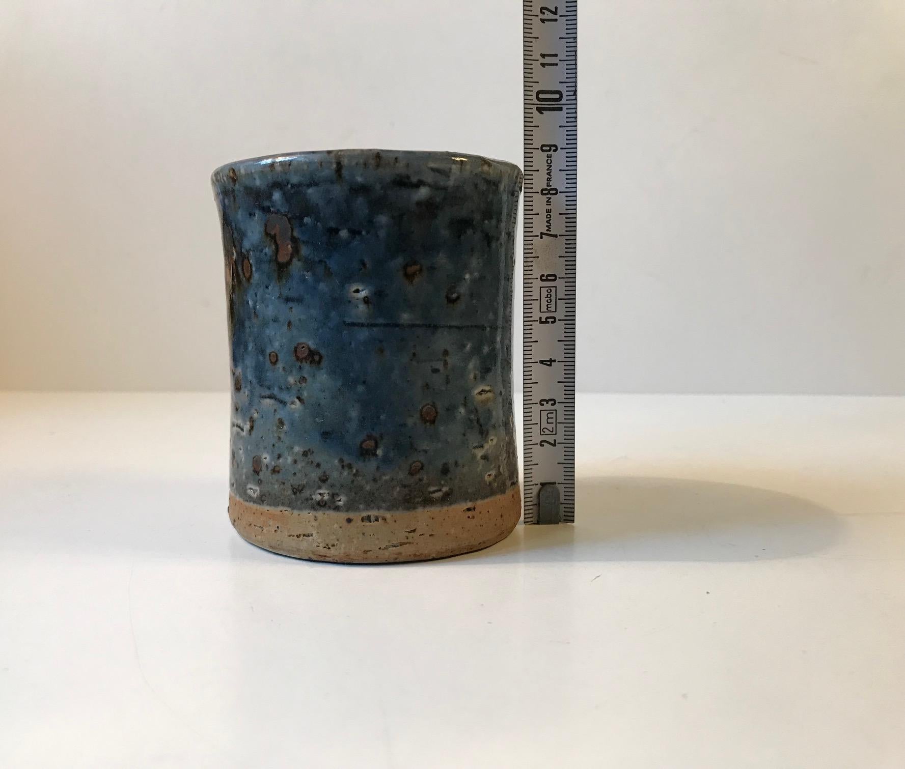 Glazed Stoneware Vase with Blue Glaze by Marianne Westman for Rörstrand, 1960s For Sale