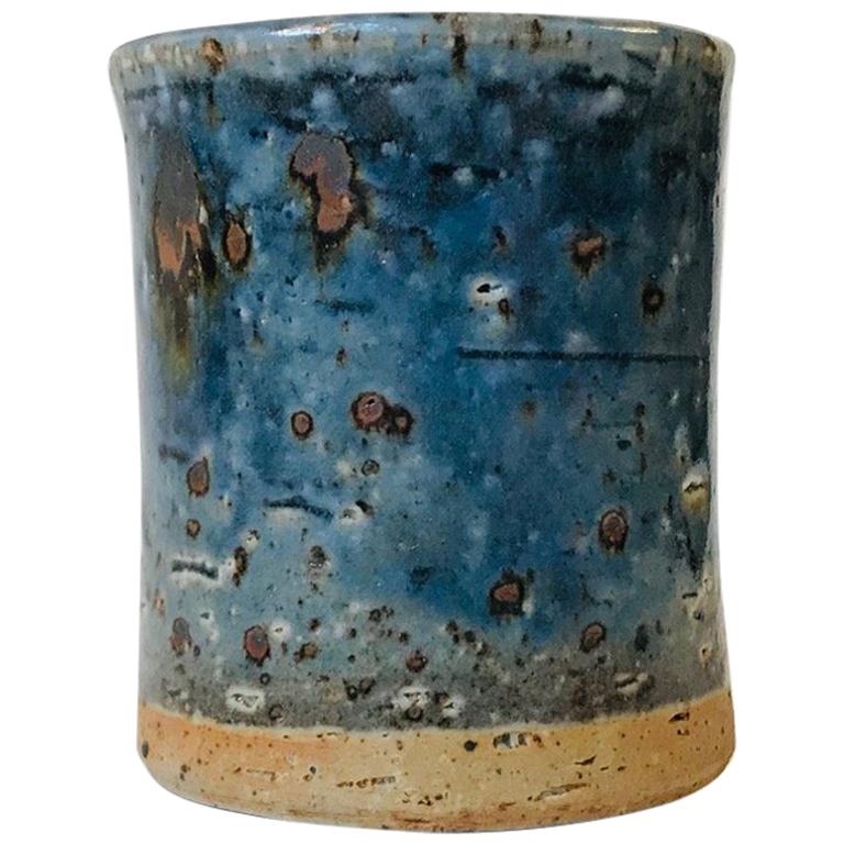 Jarrón de gres con esmalte azul de Marianne Westman para Rörstrand, años 60
