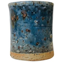 Jarrón de gres con esmalte azul de Marianne Westman para Rörstrand, años 60