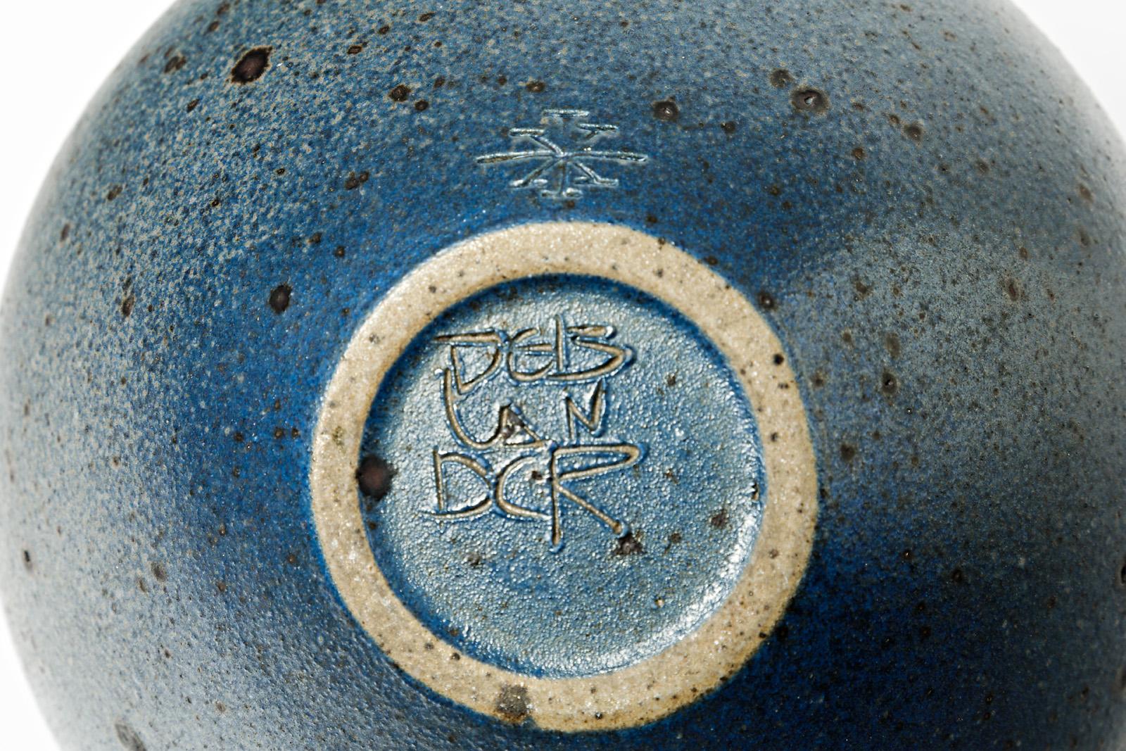 20th Century Stoneware Vase with Blue-Grey Glazes Decoration by Robert Deblander, 1970