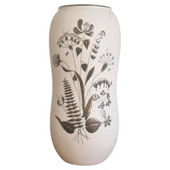 Steingutvase mit Blumendekor aus Silber, Modell Grazia, Schwedische Moderne.