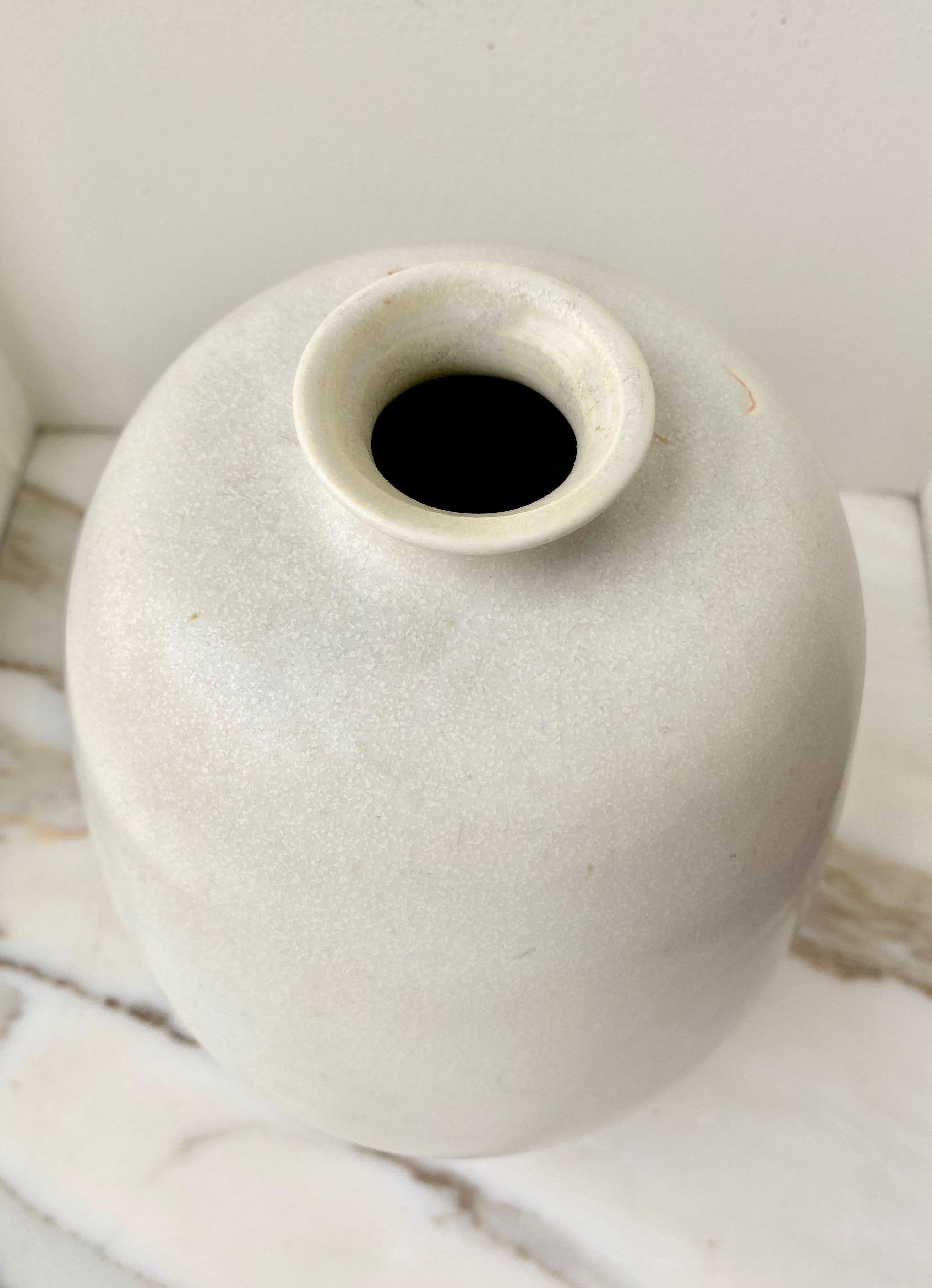 Scandinavian Modern Stoneware Vase with Matte White Glaze by Erich and Ingrid Triller