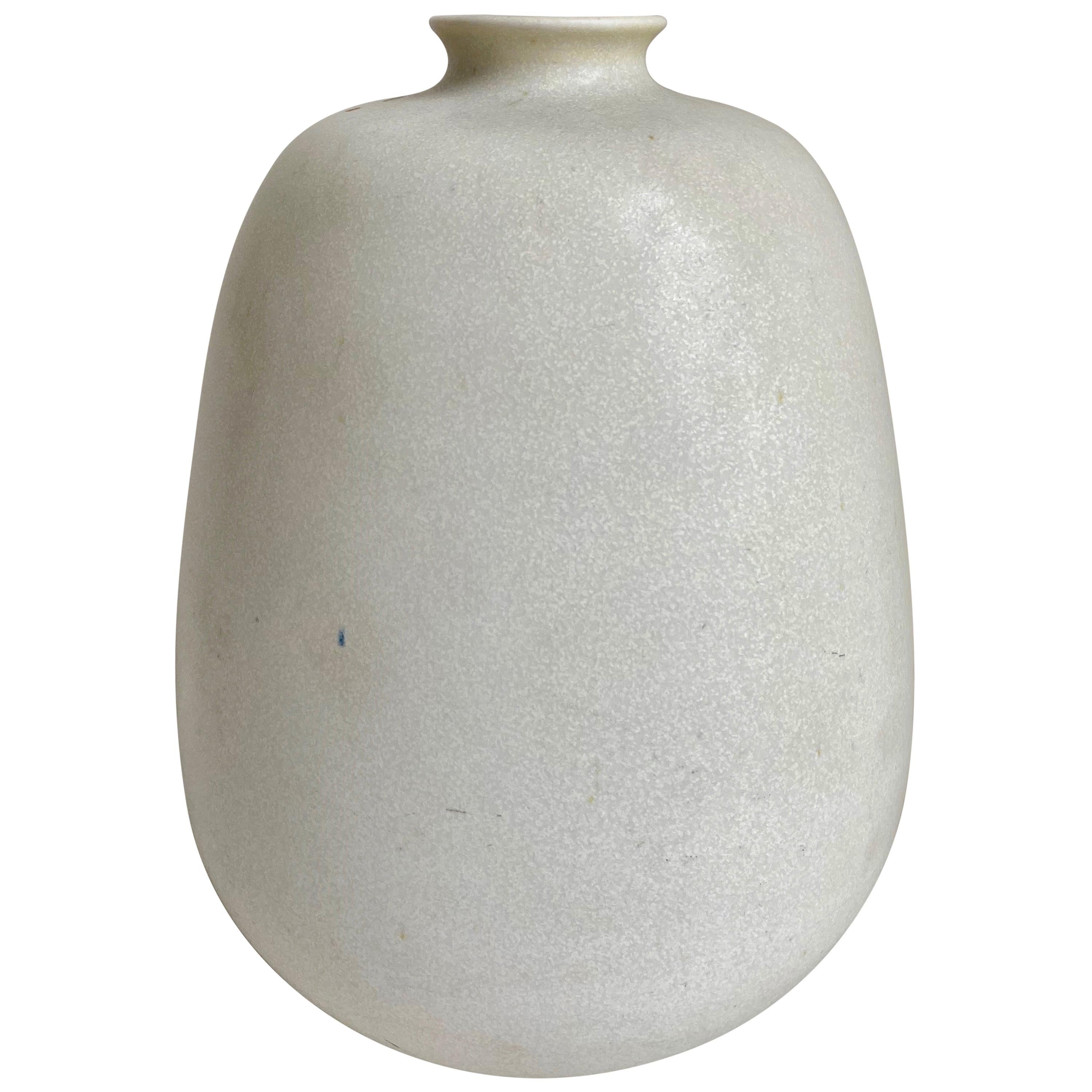 Stoneware Vase with Matte White Glaze by Erich and Ingrid Triller