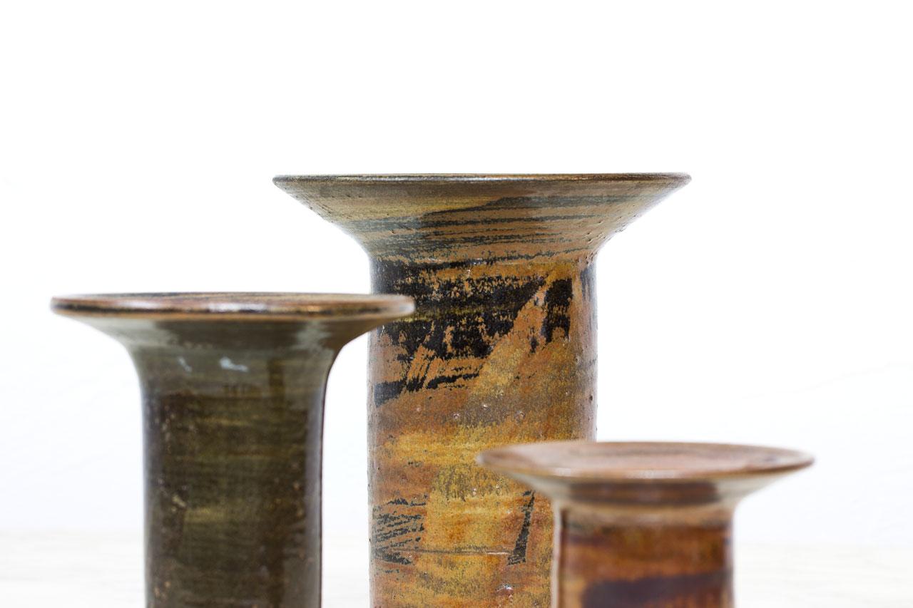 Scandinavian Modern Stoneware Vases by Carl-Harry Stålhane, Sweden, Set of 3