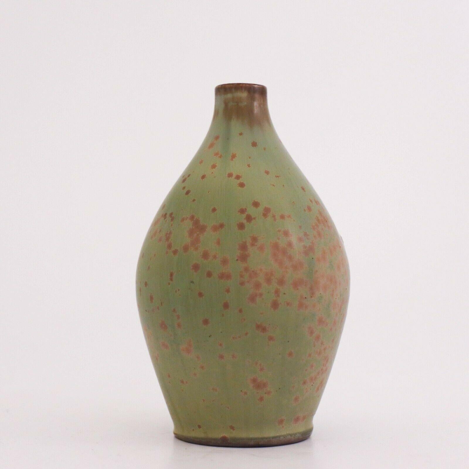 Swedish Green Stoneware Vases, Gunnar Nylund, Rörstrand, 1950-1960s, Scandinavian Modern