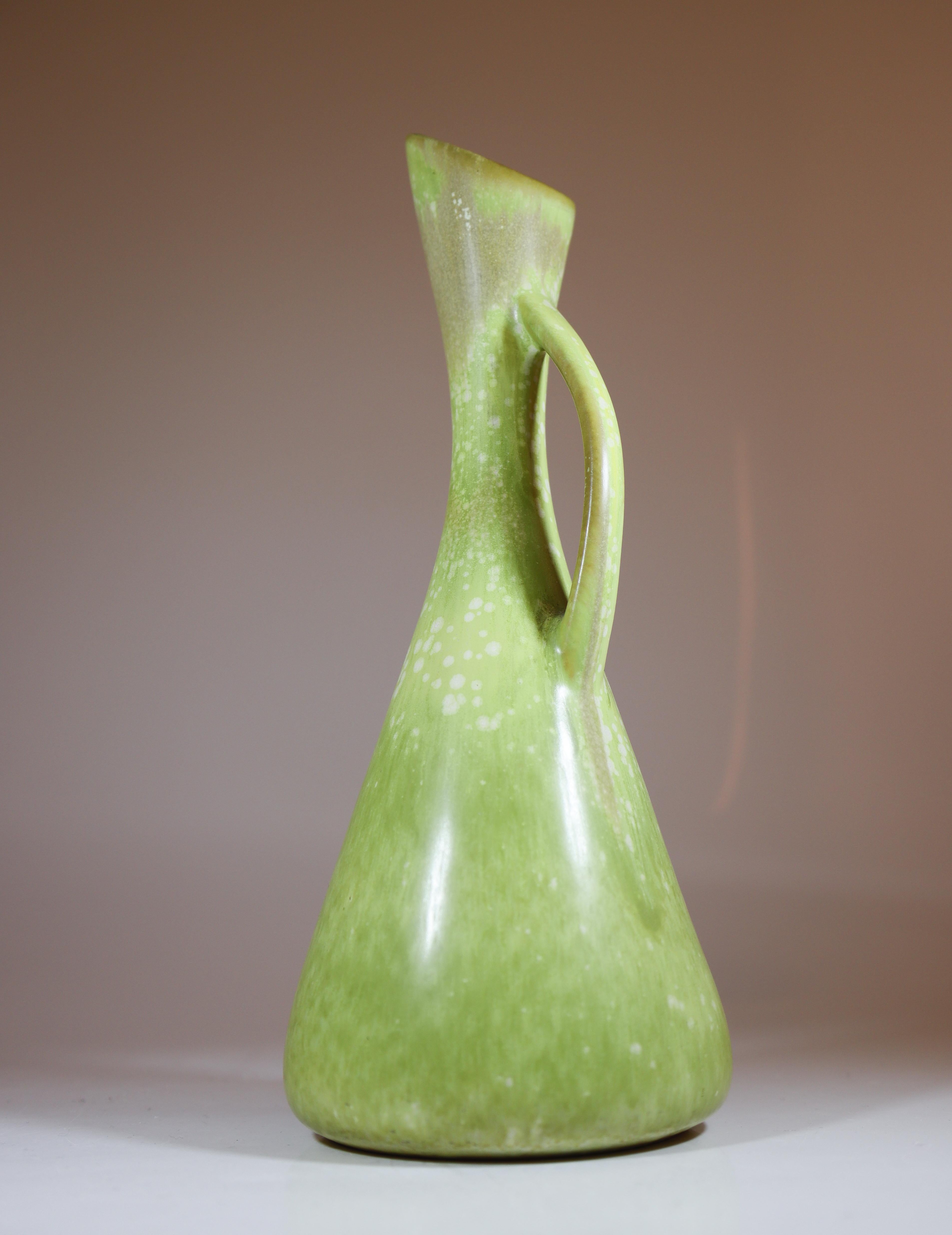 Scandinavian Modern Stoneware Vases - Speckled Green Glaze - Gunnar Nylund, Rörstrand, 1950-1960s For Sale