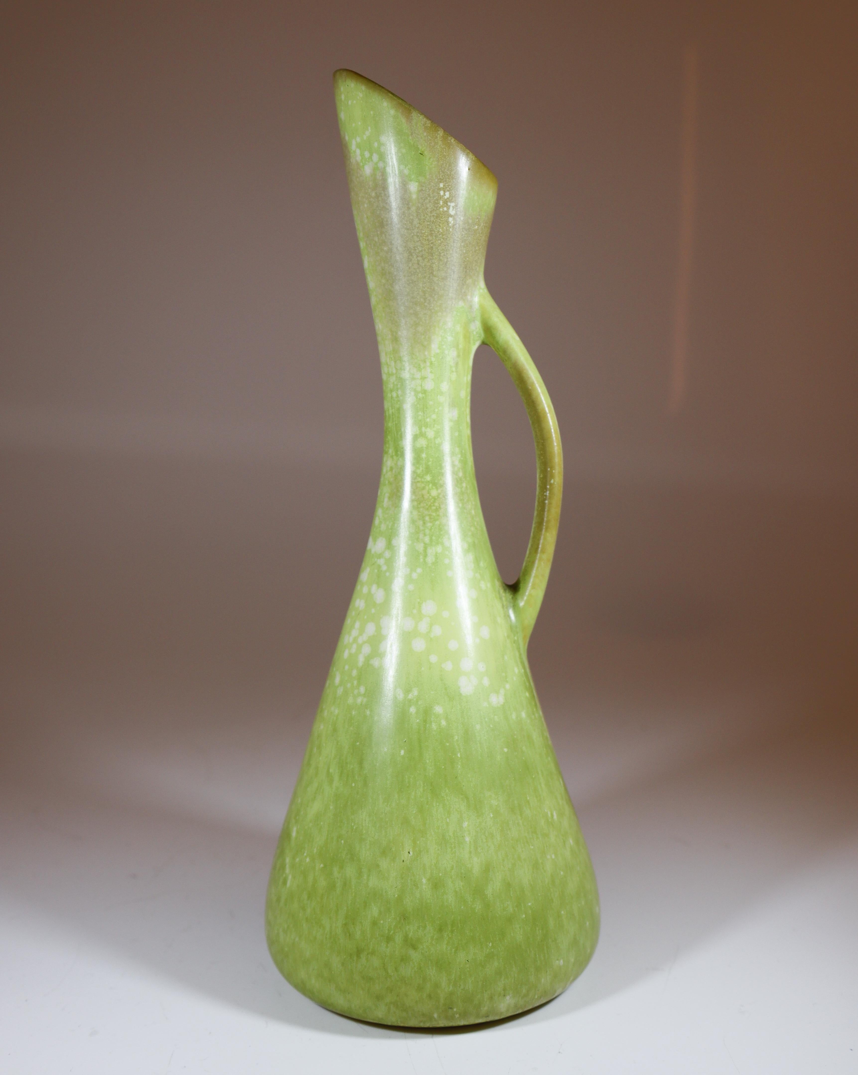 Swedish Stoneware Vases - Speckled Green Glaze - Gunnar Nylund, Rörstrand, 1950-1960s For Sale