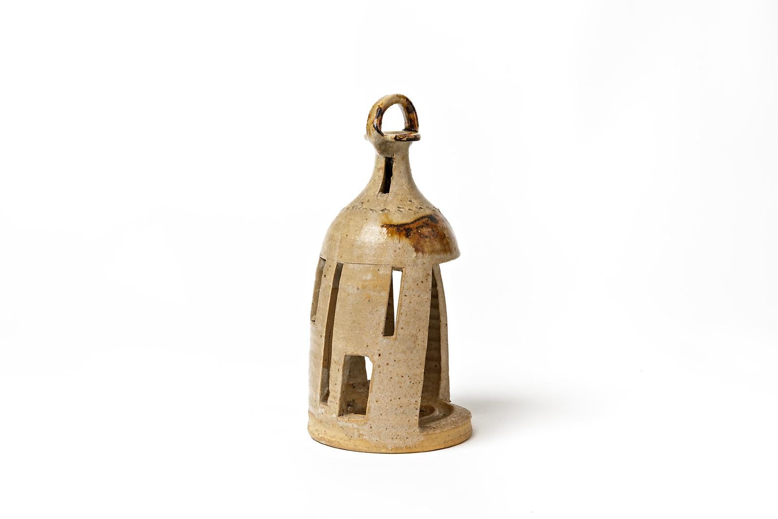 Français Lampe lanterne vintage en céramique grès par Jean Linard La Borne en vente