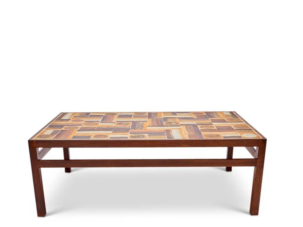 Mid-Century Modern Stoneware & Wenge Coffee Table by Tue Poulsen For Sale