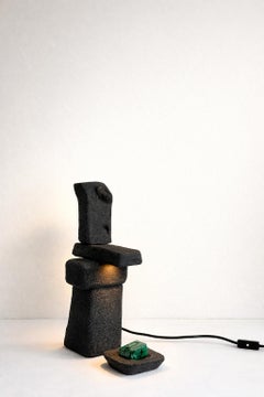 Stonhenge 1 By Kalou Dubus, Black Stoneware Ceramic, Unique Light Sculptural