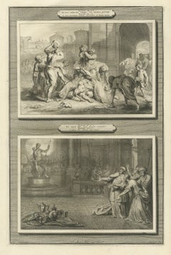 Stoning of Susanna's Accusers and Daniel Destroys Bel, Mortier circa 1700