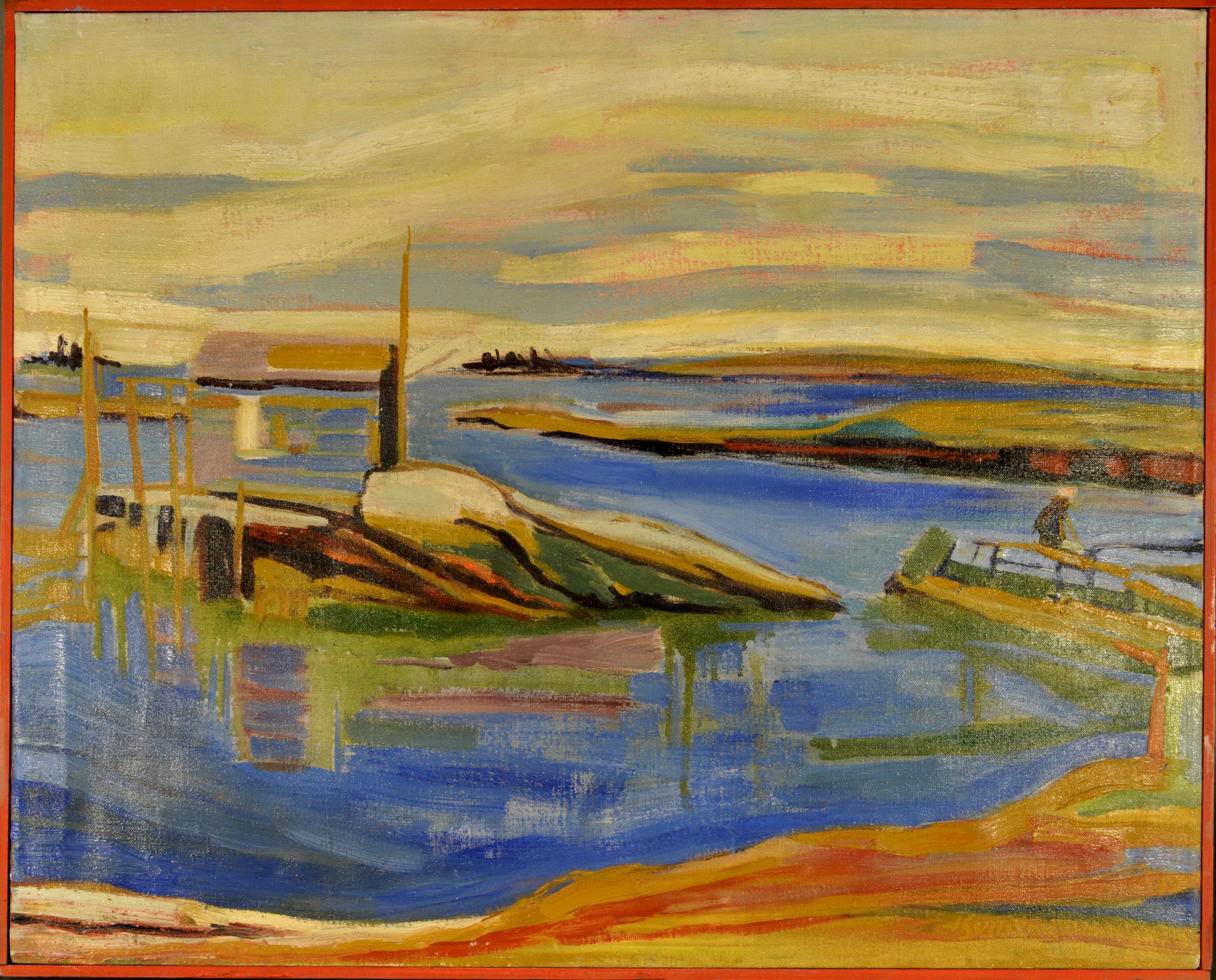 „Stonington, Maine“ Gemälde von Janet Sullivan Turner, Öl auf Leinwand (Mitte des 20. Jahrhunderts) im Angebot