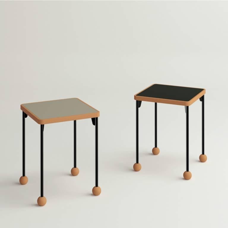 Contemporary Bauhaus Style Stool or Side Table in Metal and Wood In New Condition In Paris, FR