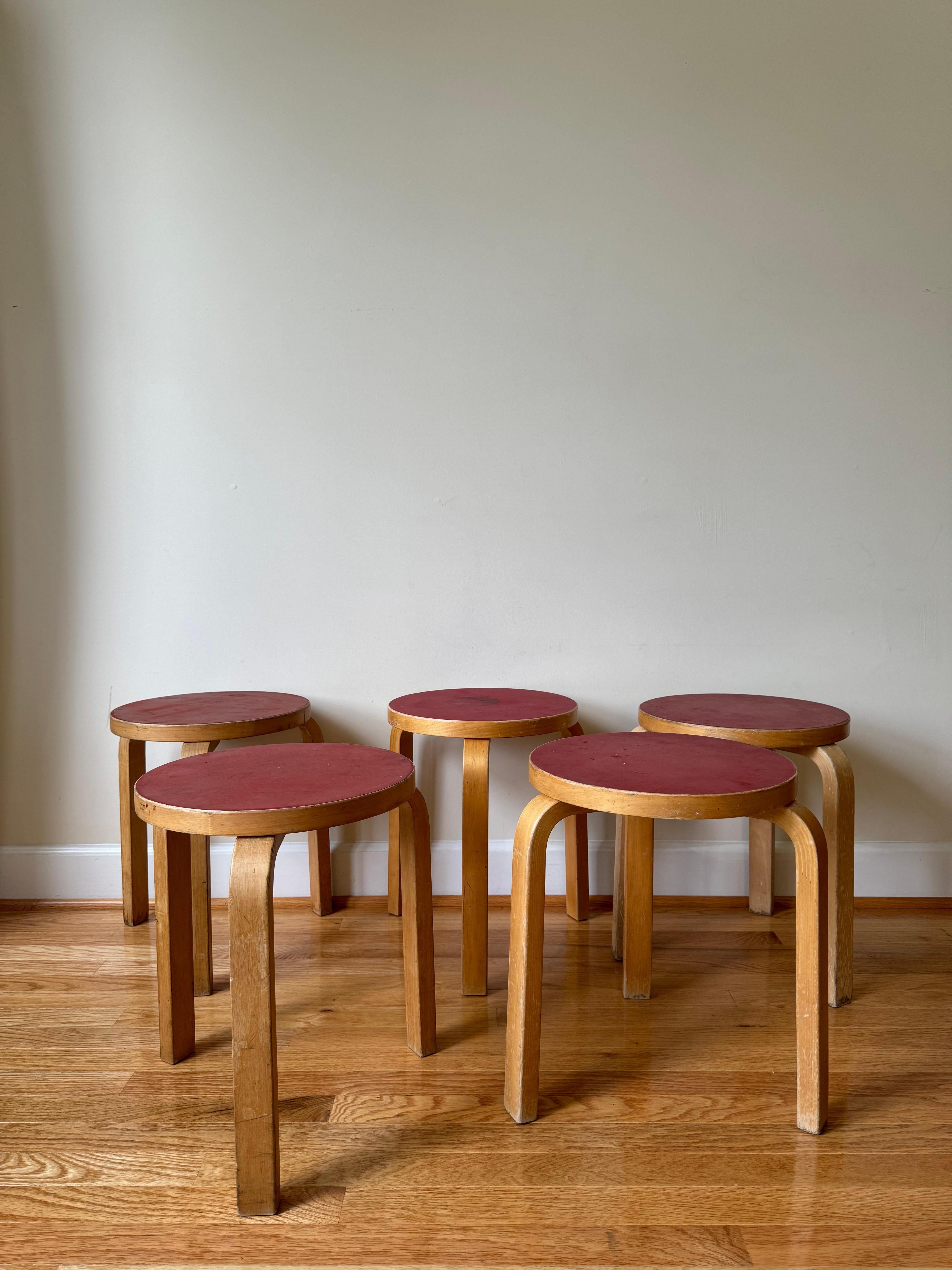 Stool 60 by Alvar Aalto for Artek, 1960s In Fair Condition In Centreville, VA