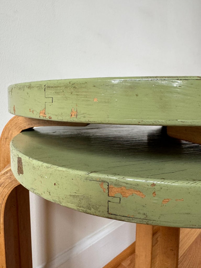 Stool 60 with finger joint seat by Alvar Aalto for Artek, 1930-40s