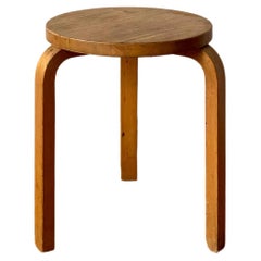 Vintage Stool 60 with finger joint seat by Alvar Aalto for Artek, 1960s