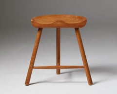 Taburete danés vintage de los años 50 - Teca con asiento esculpido