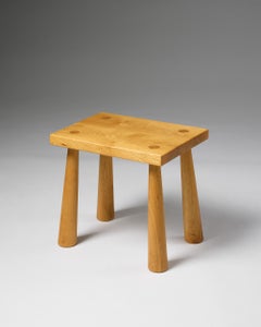Mid-Century Scandinavian Oak Stool, Sweden, 1950's