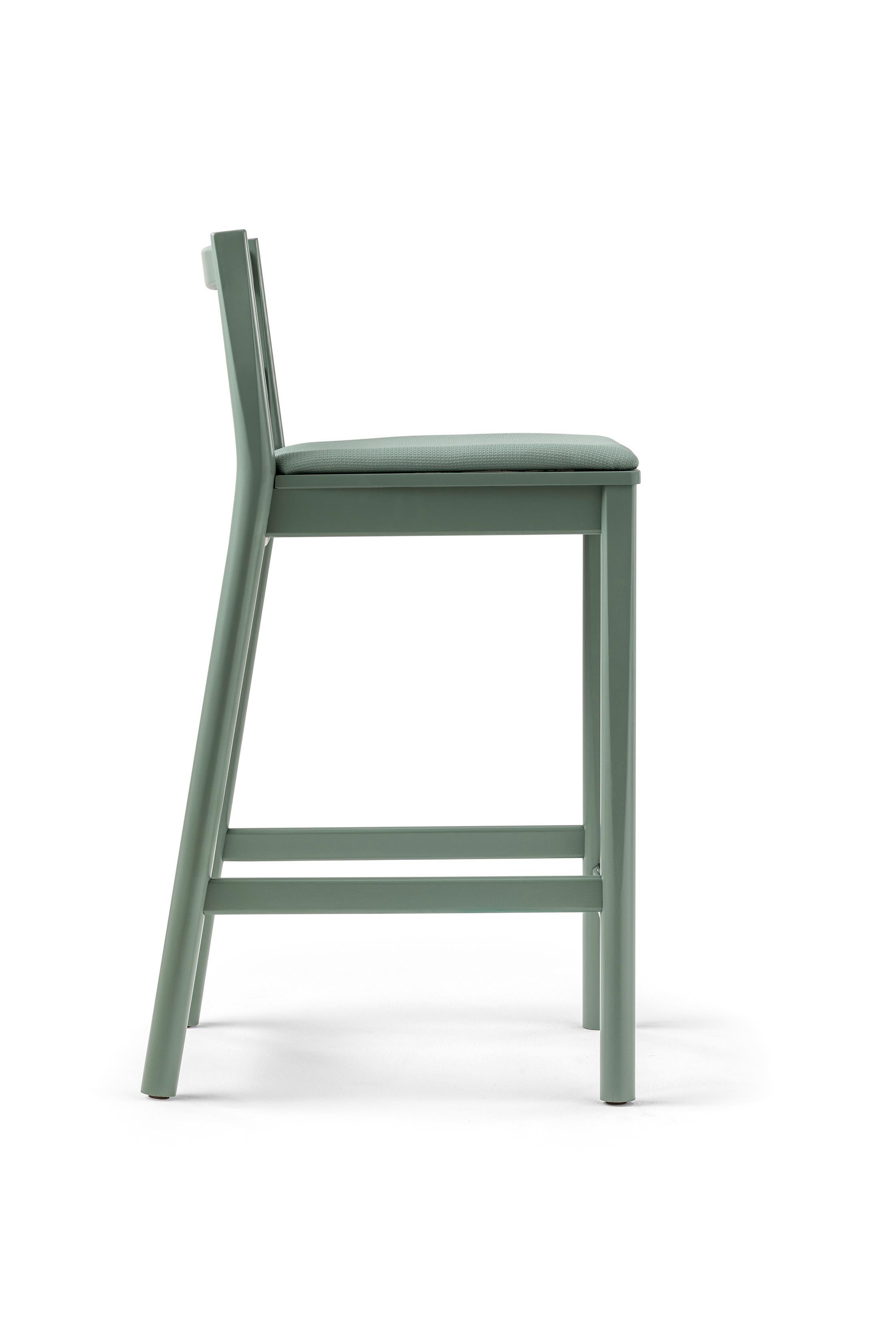 Modern Stool Art, Julie 0026-LE Beechwood Painted and Wood Seat by Emilio Nanni For Sale