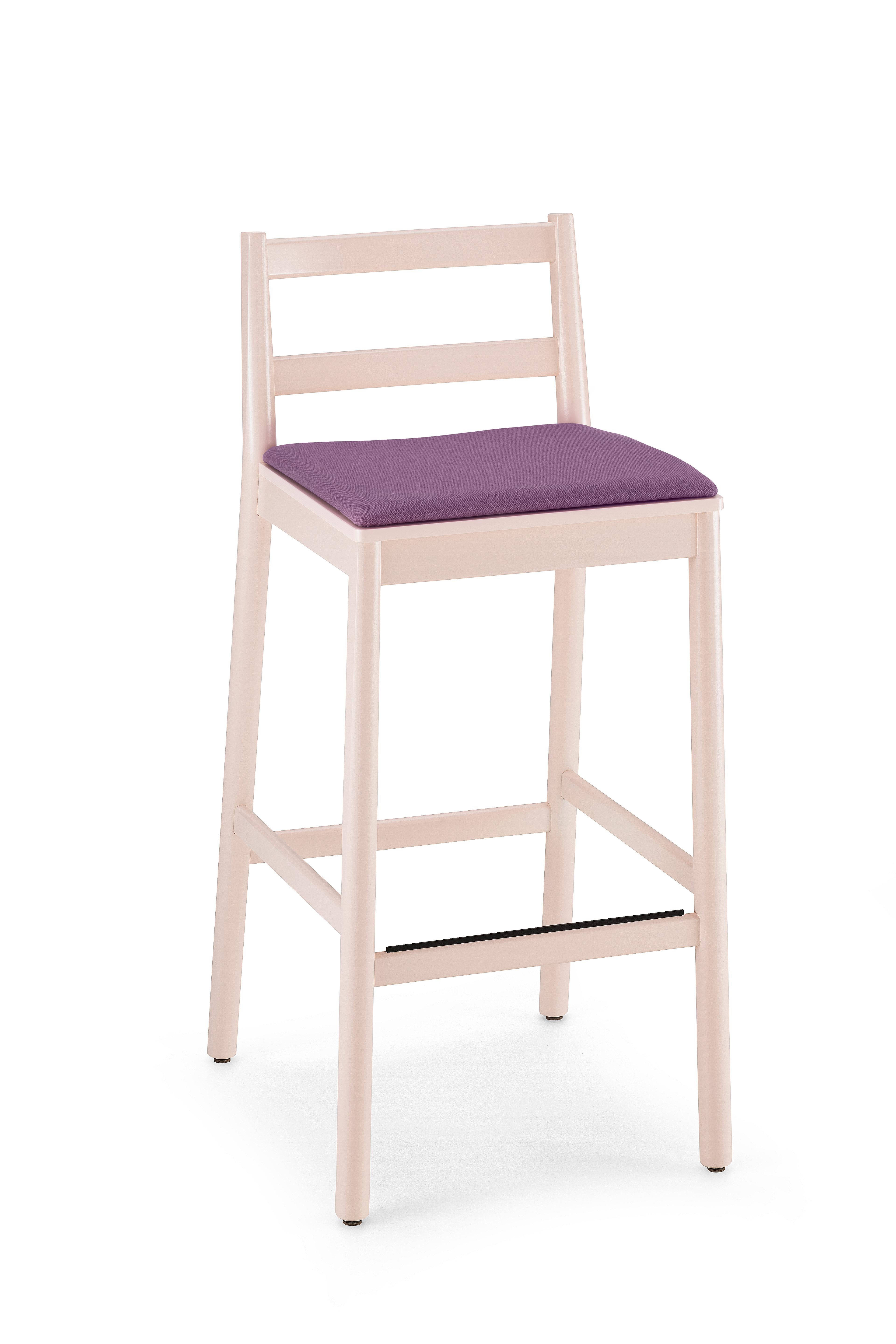 Contemporary Stool Art, Julie 0026-LE Beechwood Painted and Wood Seat by Emilio Nanni For Sale