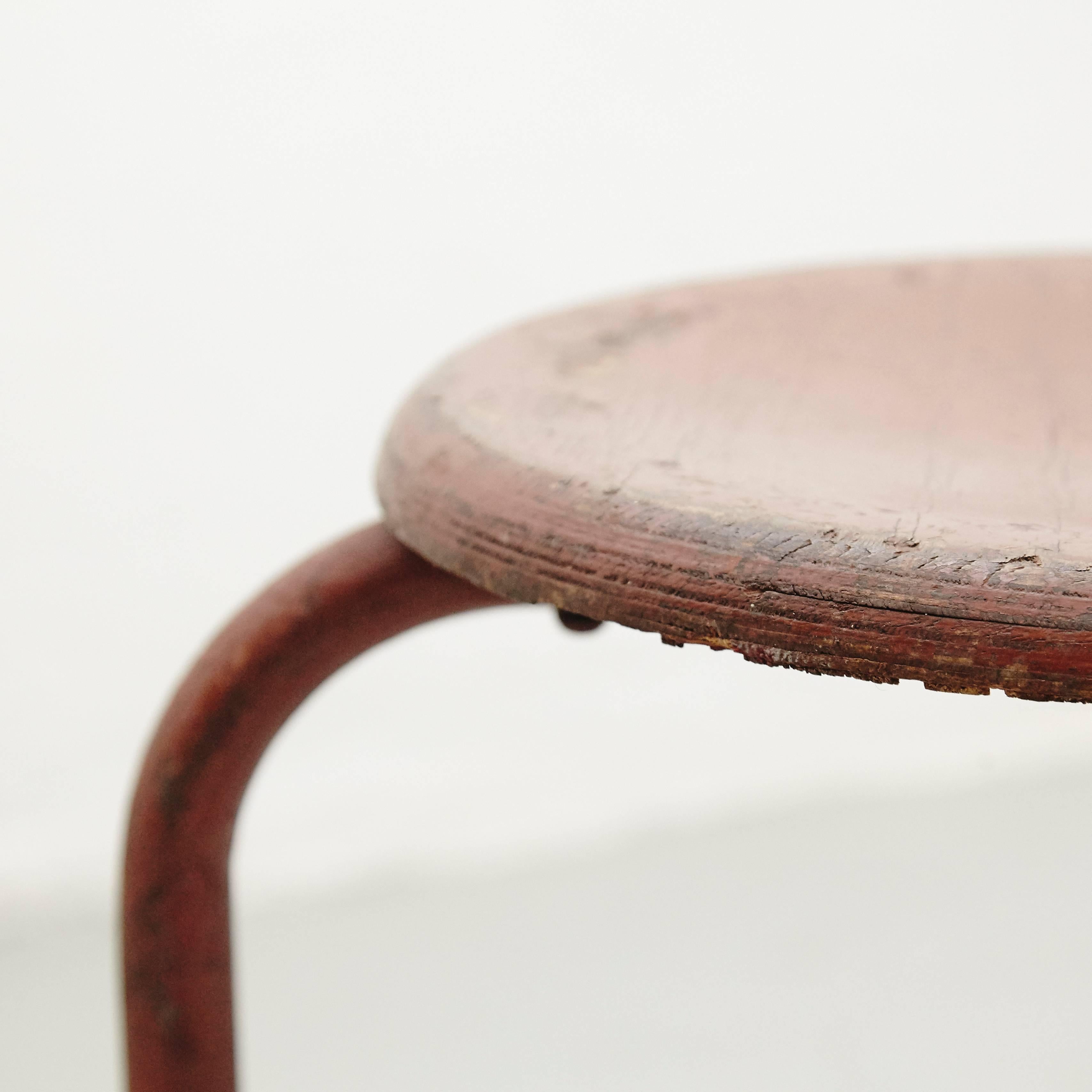 French Stool Attributed to Jean Prouvé, circa 1950