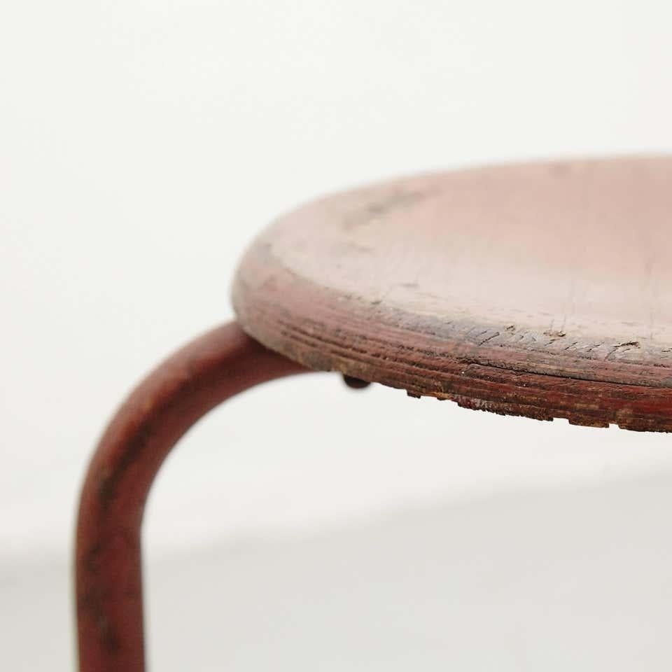 Mid-Century Modern Stool Attributed to Jean Prouvé, circa 1950 For Sale