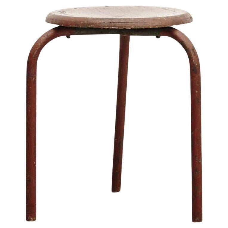 Mid-Century Modern Stool Attributed to Jean Prouvé, France For Sale