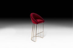 Stool Bay, Velvet Fabric, Bar Furniture, Italy
