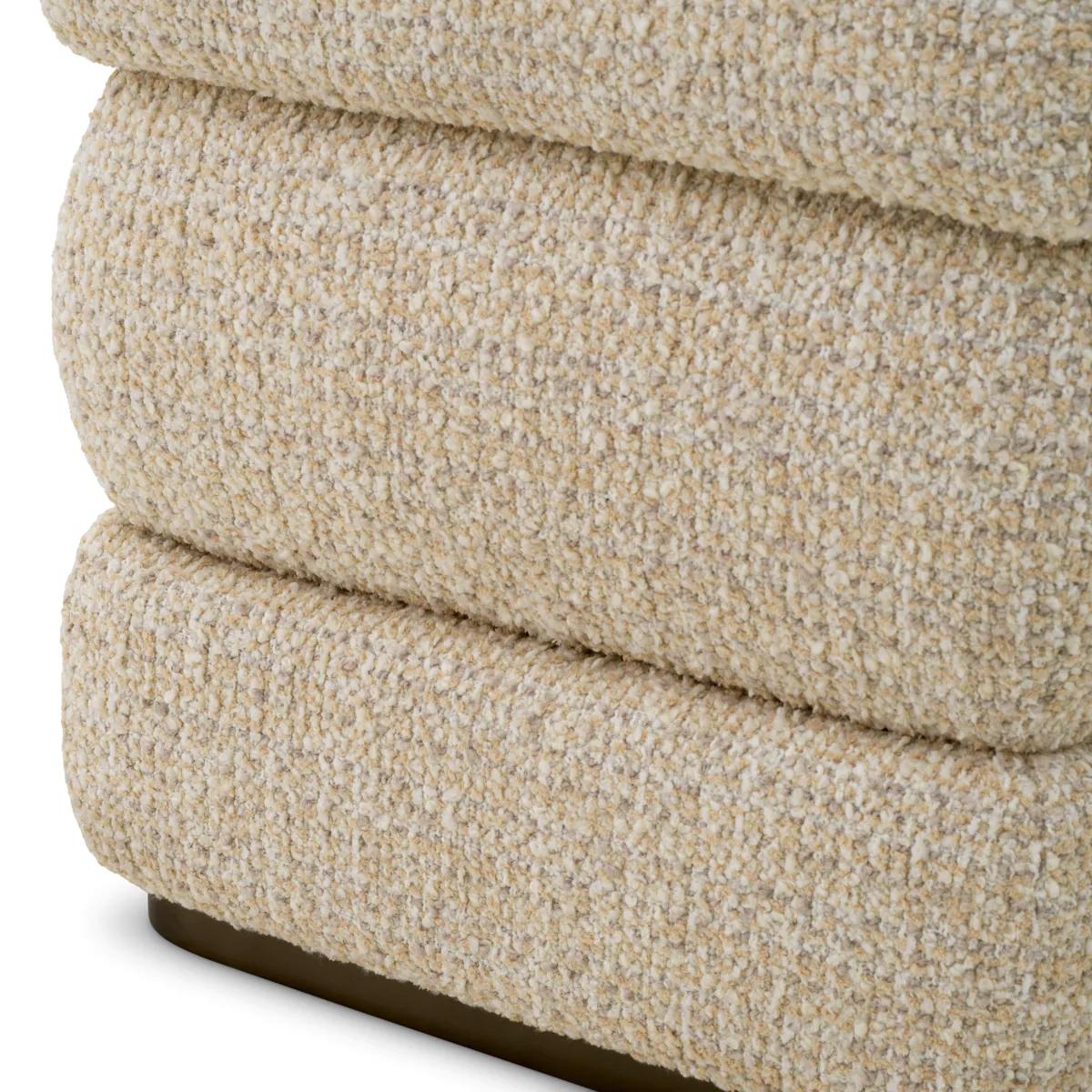 Hocker, beigefarbener Stoff, bronzefarbenes Gestell (Bronze) im Angebot