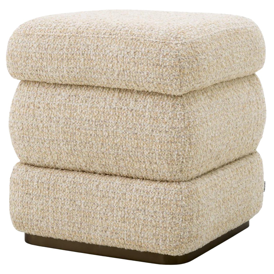 Tabouret, tissu beige, base finition bronze