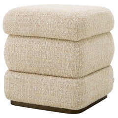 Sgabello, tessuto beige, base in bronzo
