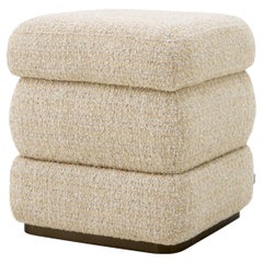 Stool, Beige Fabric, Bronze Finish Base