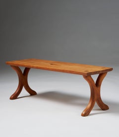 Banco sueco de madera de los años 80 - Patas curvadas escultóricas de madera maciza