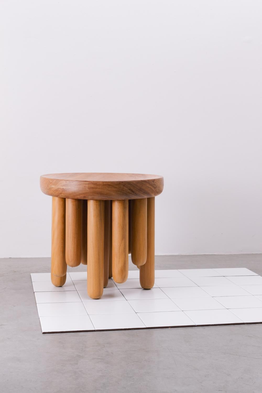 Varnished Benta Collection, Contemporary Angelim Wooden Stool For Sale