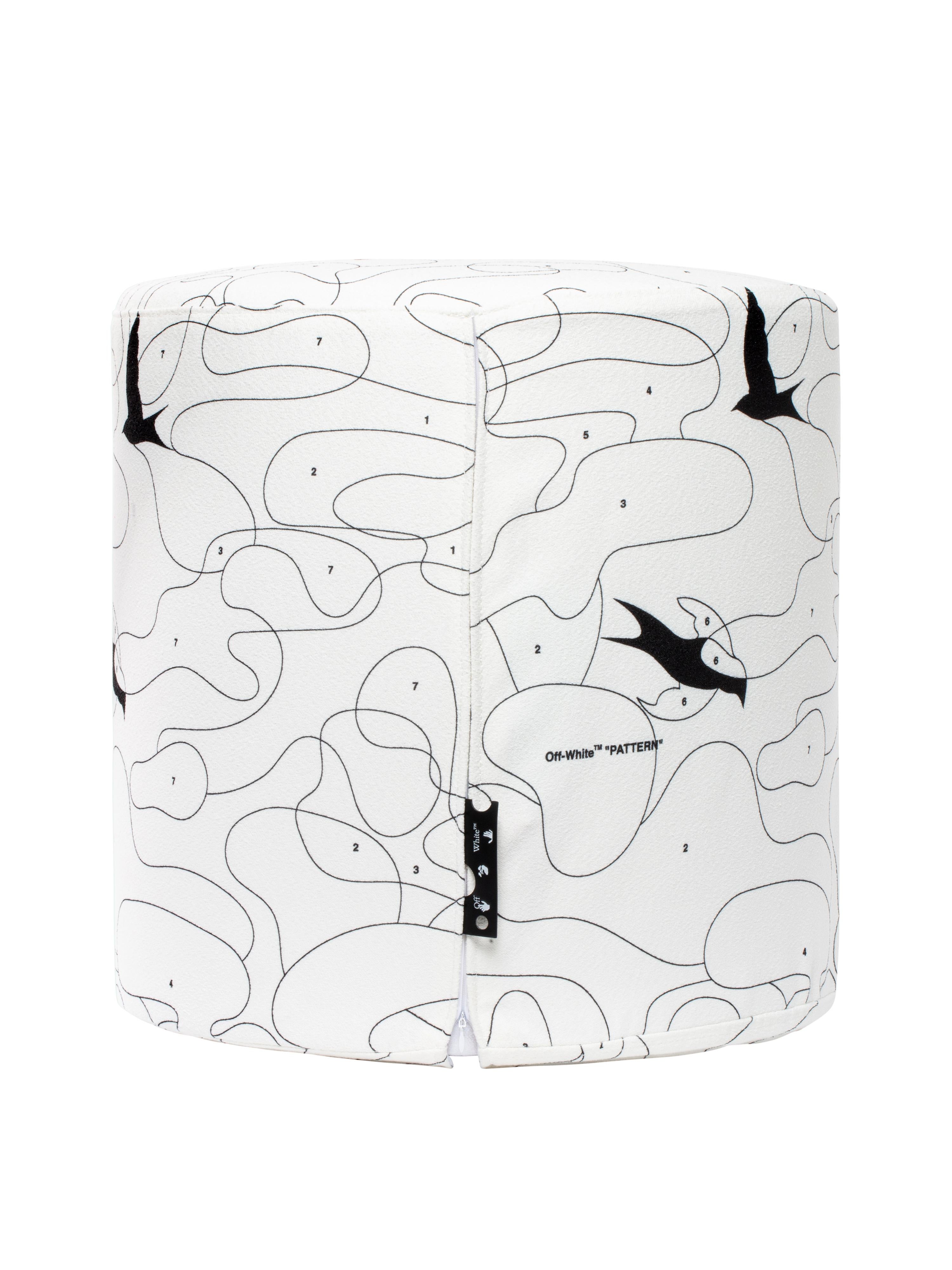 Upholstered stool in Birds printed fabric, following same wallpaper pattern. Holed Black leather label on the side
By Virgil Abloh
Dimensions: 45 W x 45 H
This item is only available to be purchased and shipped to the United States.