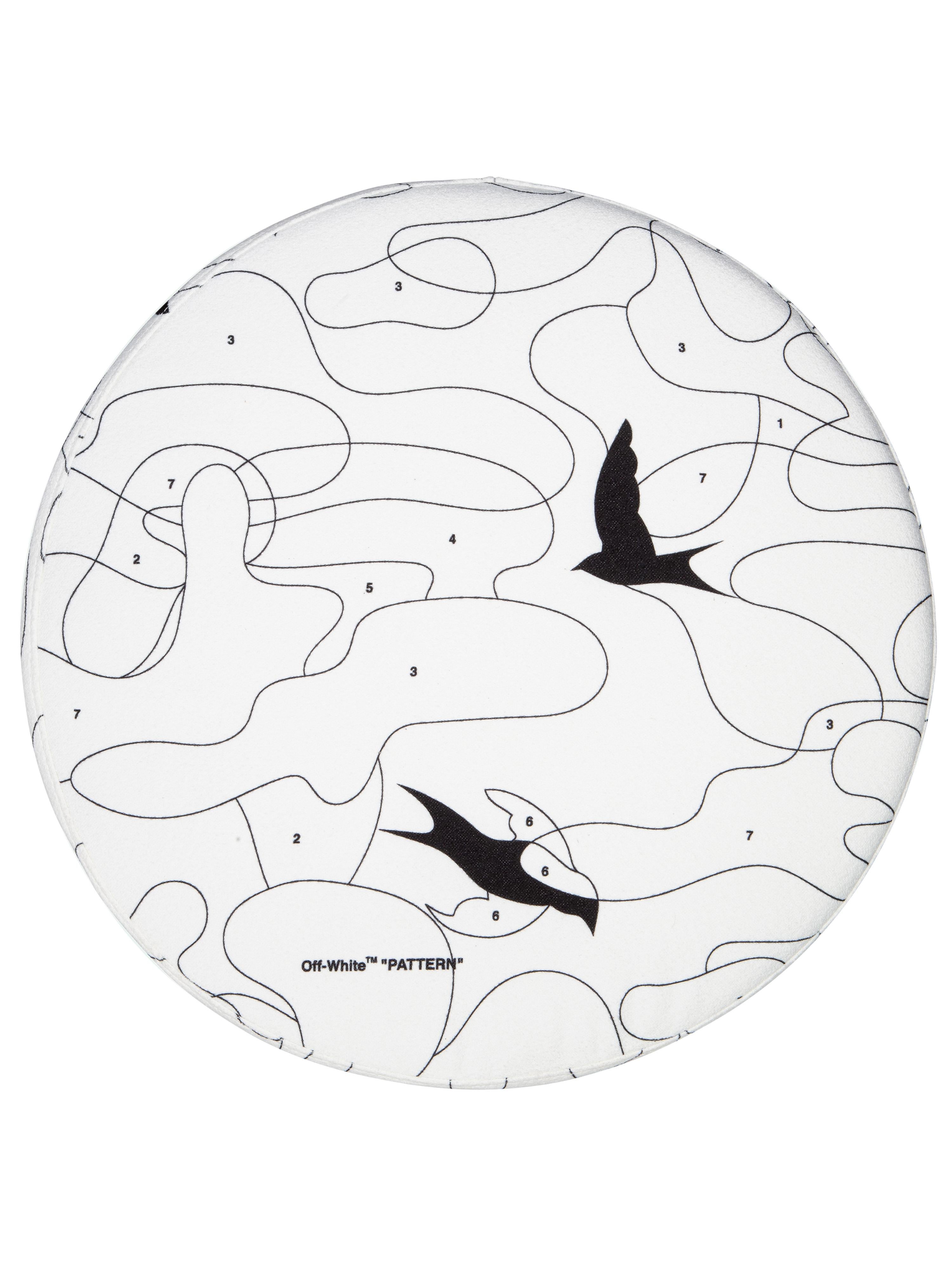 Contemporary Off-White Stool Birds White Black For Sale