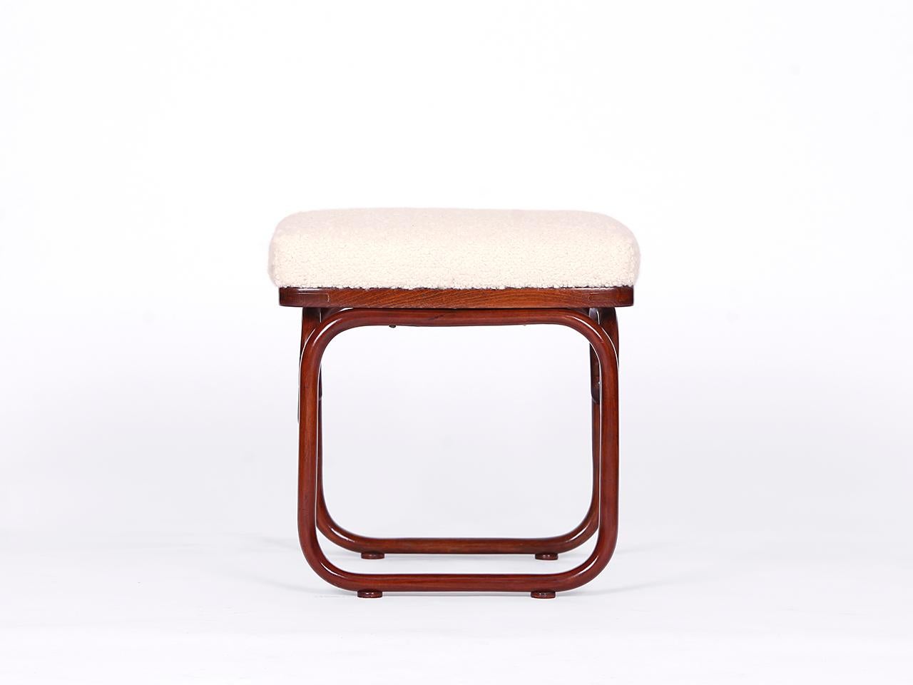 Art Deco Stool Boucle by Josef Frank with Paper Label Thonet, 1920s For Sale