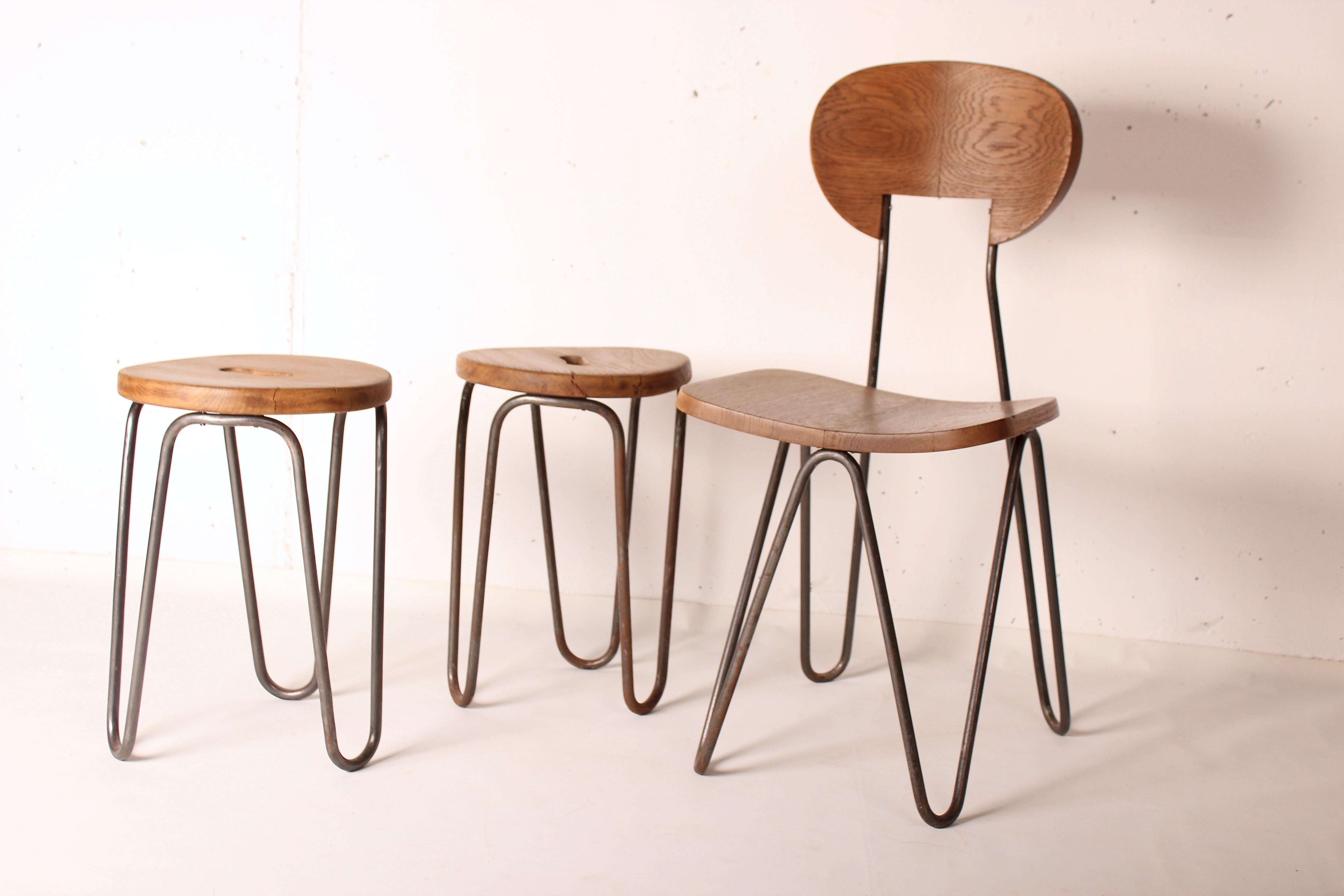 Tabouret de Cesar Janello pour Raoul Guys Aa Éditions, 1947 3