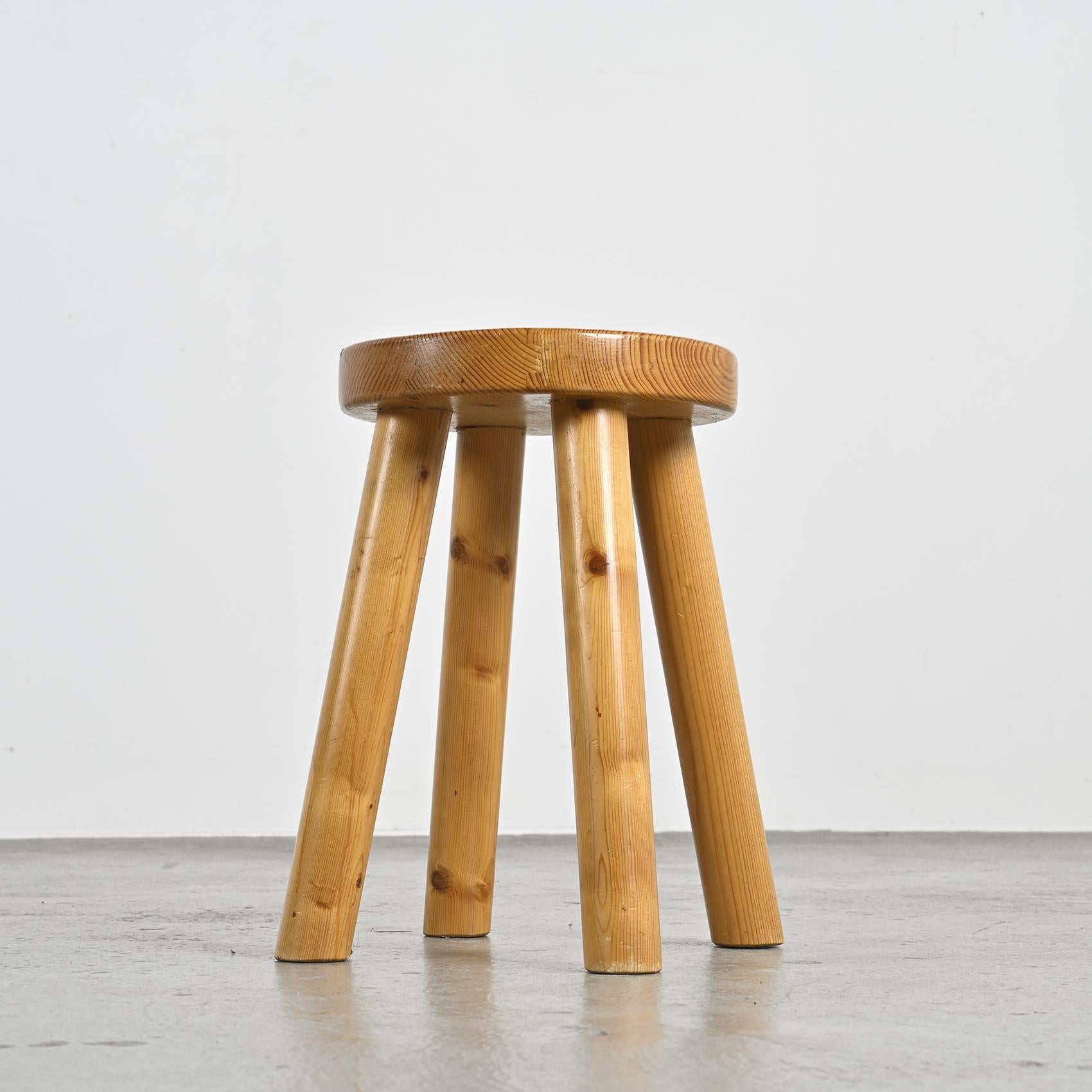 Mid-Century Modern Stool by Charlotte Perriand for les Arcs 1600, circa 1965 For Sale