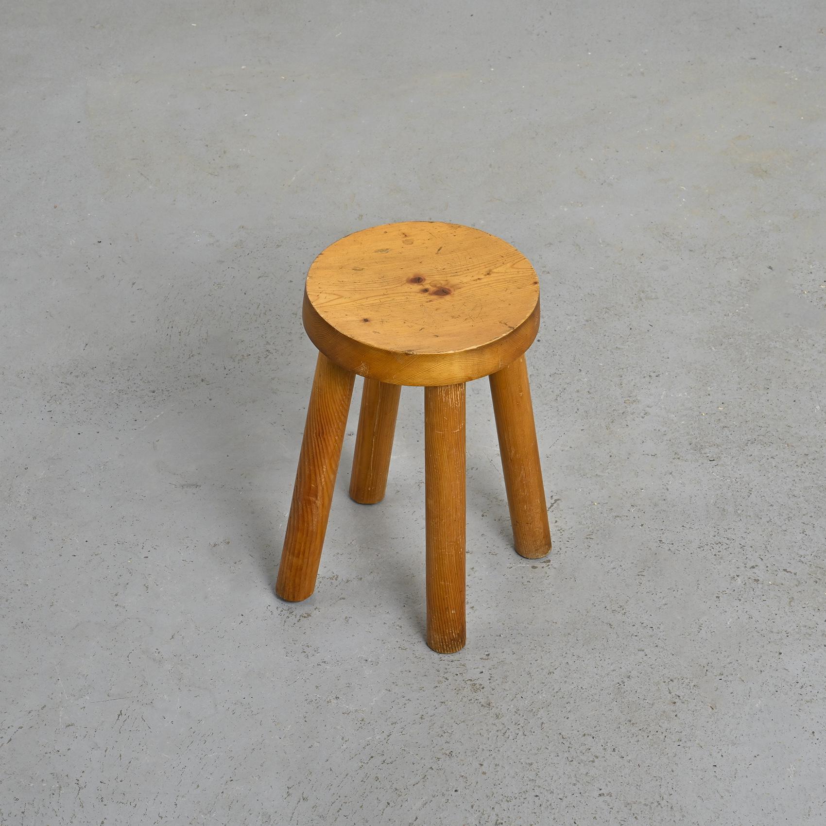 Mid-Century Modern Stool by Charlotte Perriand for les Arcs 1600, circa 1965 For Sale
